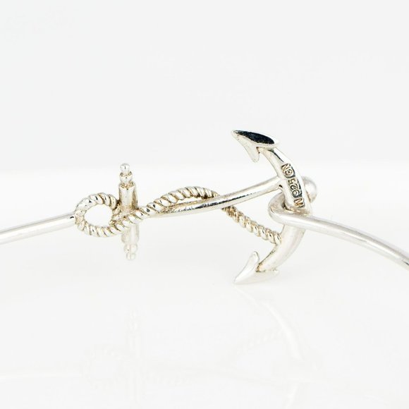 Sterling Silver Anchor Bracelet Nautical Rope Marked 925 Tested Delicate Dainty - Picture 4 of 7
